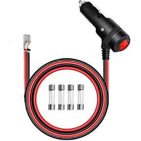 12/24V 16AWG Fused Replacement Cigarette Lighter Male Plug Extension Cable 3.2ft/1m, Car Cigarette Lighter Adapter with Switch with LED Light, with 15A10A Fuse (3.2ft/1m)