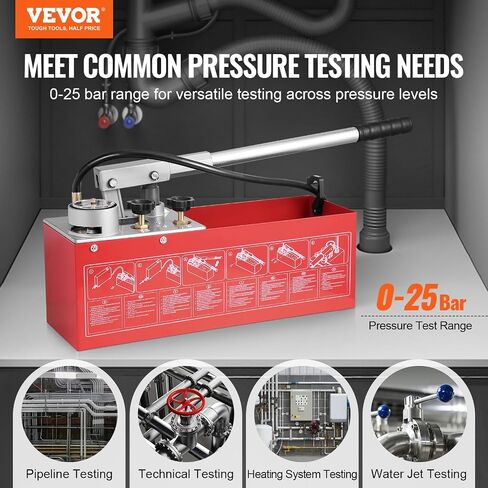VEVOR Test Pump, Pressure Test Pump, Filling Pump, Pressure Test Pump, Hydrostatic Test Pump, Hydraulic Pressure Test Pump, 25 Bar / 2.5 MPa Water Pressure Tester, 12 L Tank Volume in Saudi Arabia