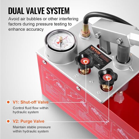 VEVOR Test Pump, Pressure Test Pump, Filling Pump, Pressure Test Pump, Hydrostatic Test Pump, Hydraulic Pressure Test Pump, 25 Bar / 2.5 MPa Water Pressure Tester, 12 L Tank Volume in Saudi Arabia