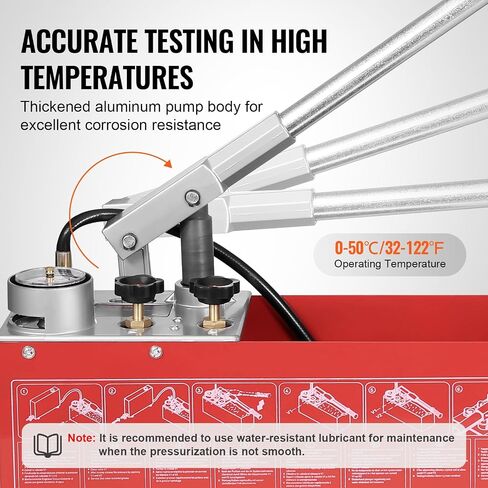 VEVOR Test Pump, Pressure Test Pump, Filling Pump, Pressure Test Pump, Hydrostatic Test Pump, Hydraulic Pressure Test Pump, 25 Bar / 2.5 MPa Water Pressure Tester, 12 L Tank Volume in Saudi Arabia
