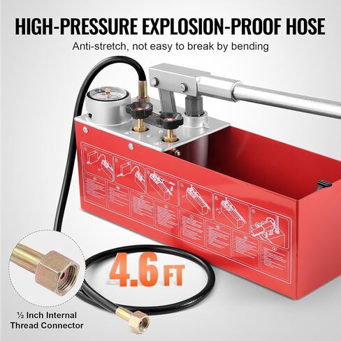 VEVOR Test Pump, Pressure Test Pump, Filling Pump, Pressure Test Pump, Hydrostatic Test Pump, Hydraulic Pressure Test Pump, 25 Bar / 2.5 MPa Water Pressure Tester, 12 L Tank Volume in Saudi Arabia
