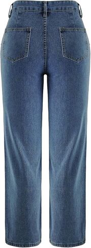 LQI Women's High Waist Baggy Boyfriend Jeans Distressed Wide Leg Denim Pants in Saudi Arabia