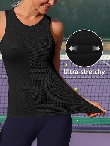 ATTRACO Workout Tank Tops for Women Seamless Full Length Gym Tops Athletic Yoga Top Built in Bra in Saudi Arabia