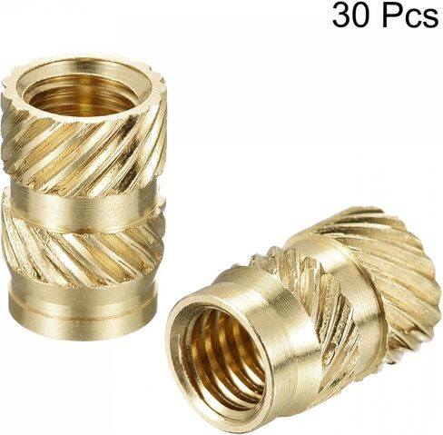TOP-VIGOR 30Pcs M6 3D Printing Brass Nuts, M6 x 12mm x 8mm OD Thread Inserts Knurled Brass Nut, Female Thread Knurled Heat Embedment Nuts for 3D Printing in Saudi Arabia