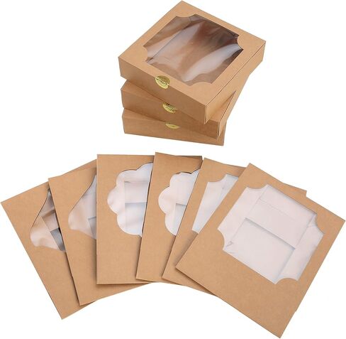 JOYIN 24 Pcs 8X8X2.5 inch Kraft Paper Holiday Christmas Thanksgiving Bakery Boxes Pastry Cookie Boxes with Stickers in Saudi Arabia