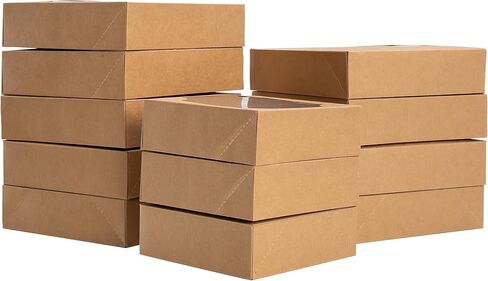 JOYIN 24 Pcs 8X8X2.5 inch Kraft Paper Holiday Christmas Thanksgiving Bakery Boxes Pastry Cookie Boxes with Stickers in Saudi Arabia