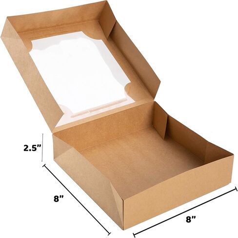 JOYIN 24 Pcs 8X8X2.5 inch Kraft Paper Holiday Christmas Thanksgiving Bakery Boxes Pastry Cookie Boxes with Stickers in Saudi Arabia