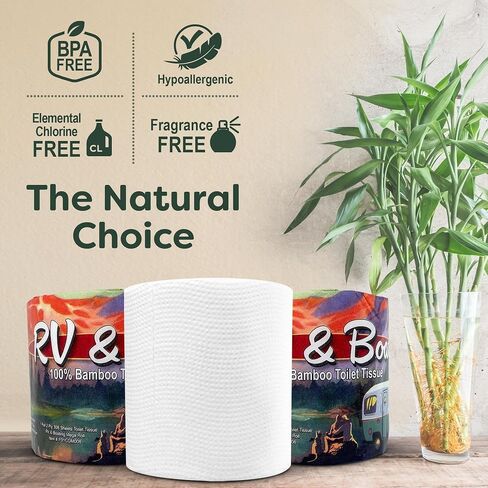 Compo Boat & RV Toilet Paper, 100% Bamboo Toilet Paper for Marine, Motor Homes and Travel Camper Use, Rapid Dissolve, Septic Safe, Plastic Free Packaging, 308 2-Ply Sheets per Roll (48 Compact Rolls) in Saudi Arabia