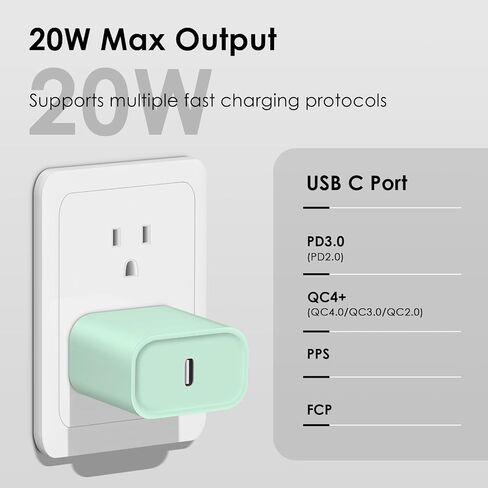 شاحن سريع iPhone 14 13 12 [معتمد من MFi] شاحن 10FT من النوع C 2 حزمة شاحن USB C بقوة 20 واط مع كابل شحن سريع لهاتف iPhone 14/14 Pro/13/13Pro Max/12/12 Pro Max/11/XS/XR/X / 8 بلس، آي باد in Kuwait