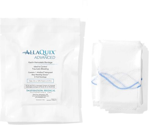 Advanced: Kaolin Hemostatic Bandage - Sterile Z-Fold Clotting Gauze (3 in. x 3.3 feet - Small) (2 Pack) in Saudi Arabia