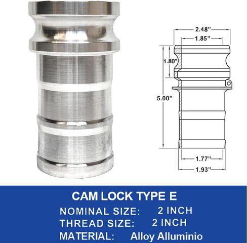 Cam Lock Fitting Type C&E, 2 Inch Combination Cam & Groove Hose Fittings Kit, Anti-corrosion Aluminum Hose Couplings Adapter for Hose Piping Anti-Leak (Silver, Type C&E, 2 inch) in Saudi Arabia