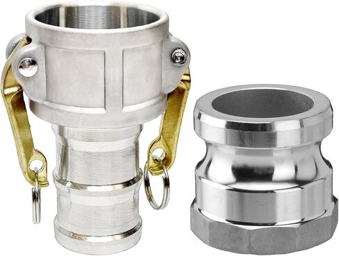 Cam Lock Fitting Type C&E, 2 Inch Combination Cam & Groove Hose Fittings Kit, Anti-corrosion Aluminum Hose Couplings Adapter for Hose Piping Anti-Leak (Silver, Type C&E, 2 inch) in Saudi Arabia