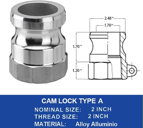 Cam Lock Fitting Type C&E, 2 Inch Combination Cam & Groove Hose Fittings Kit, Anti-corrosion Aluminum Hose Couplings Adapter for Hose Piping Anti-Leak (Silver, Type C&E, 2 inch) in Saudi Arabia
