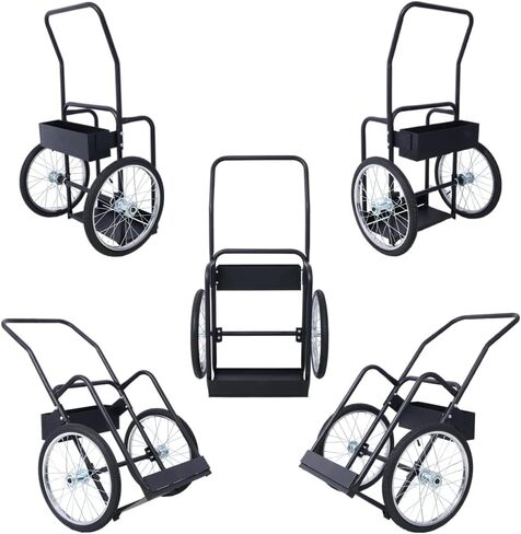 Dual Oxygen Tank Cart Dolly, Heavy Duty Double Cylinder Cart with 20" Pneumatic Wheels, Removable Full Range Optimize Welding Transport Cart for Cylinder Tank with Fastening Belts, 220 Lbs Capacity in Saudi Arabia