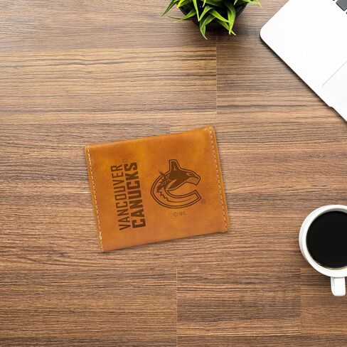Rico Industries NHL Vancouver Canucks Laser Engraved Brown Tri-Fold Wallet - Men's Accessory in Saudi Arabia
