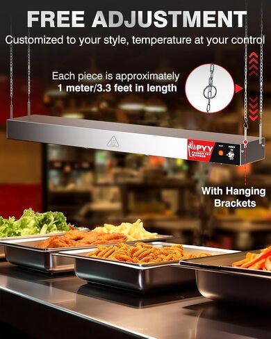 PYY Food Heat Lamp Strip - 36" Hanging Commercial Food Heating Warmer 500W/110V Stainless Steel Electric Strip Heater Warming Lights for French Fries Fried Food Service Cafeteria Restaurant Kitchen in Saudi Arabia