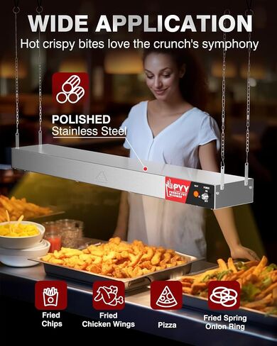 PYY Food Heat Lamp Strip - 36" Hanging Commercial Food Heating Warmer 500W/110V Stainless Steel Electric Strip Heater Warming Lights for French Fries Fried Food Service Cafeteria Restaurant Kitchen in Saudi Arabia