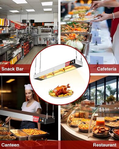 PYY Food Heat Lamp Strip - 36" Hanging Commercial Food Heating Warmer 500W/110V Stainless Steel Electric Strip Heater Warming Lights for French Fries Fried Food Service Cafeteria Restaurant Kitchen in Saudi Arabia