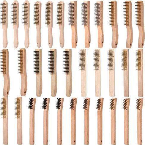 هانيداك 33 قطعة فرشاة سلكية مجموعة فرش سلكية لتنظيف شعيرات الفولاذ المقاوم للصدأ فرشاة معدنية للخدش مع مقبض طويل منحني للطلاء وتنظيف الصدأ وإزالة اللحام والتنظيف المنزلي in Kuwait