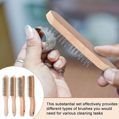 هانيداك 33 قطعة فرشاة سلكية مجموعة فرش سلكية لتنظيف شعيرات الفولاذ المقاوم للصدأ فرشاة معدنية للخدش مع مقبض طويل منحني للطلاء وتنظيف الصدأ وإزالة اللحام والتنظيف المنزلي in Kuwait