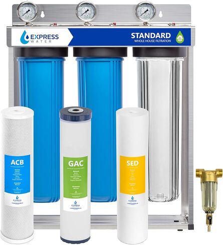 Express Water WH300SCGS Whole House Water Filtration System, Stainless Steel 23.5" x 8.5" x 30" in Kuwait