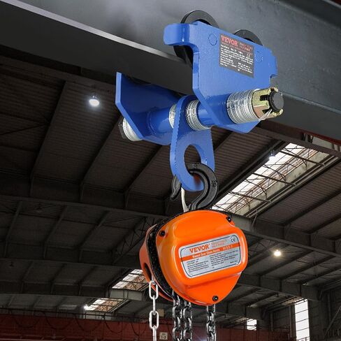VEVOR Manual Trolley, 6600 lbs/3 Ton Load Capacity, Push Beam Trolley with Dual Wheels, Adjustable for I-Beam Flange Width 2.5" to 7", Heavy Duty Alloy Steel Garage Hoist for Straight Curved I Beam in Kuwait