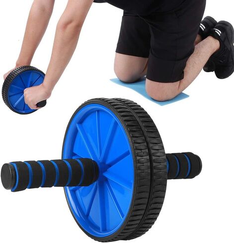 Blue Dual Roller Abdominal Exerciser - 18cm Diameter Sponge Roller - Fitness Equipment for Effective Training and Core Workouts in Saudi Arabia