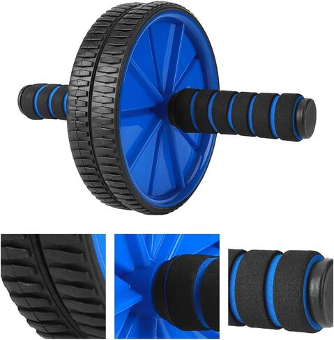 Blue Dual Roller Abdominal Exerciser - 18cm Diameter Sponge Roller - Fitness Equipment for Effective Training and Core Workouts in Saudi Arabia