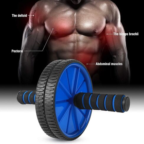 Blue Dual Roller Abdominal Exerciser - 18cm Diameter Sponge Roller - Fitness Equipment for Effective Training and Core Workouts in Saudi Arabia