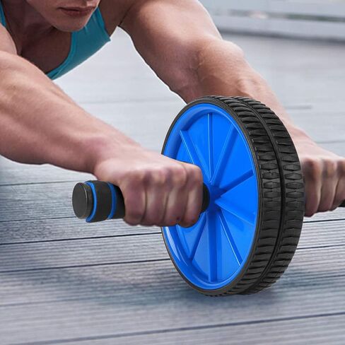 Blue Dual Roller Abdominal Exerciser - 18cm Diameter Sponge Roller - Fitness Equipment for Effective Training and Core Workouts in Saudi Arabia