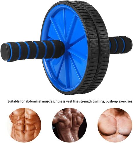 Blue Dual Roller Abdominal Exerciser - 18cm Diameter Sponge Roller - Fitness Equipment for Effective Training and Core Workouts in Saudi Arabia