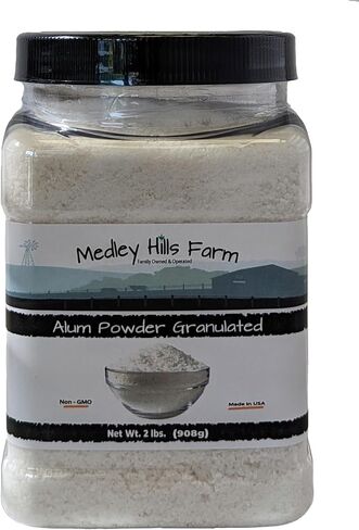 Alum Powder Granulated Food Grade 2 lbs. - by Medley Hills Farm in Reusable Container - Granulated Potassium Alum Powder - Made in The USA in Saudi Arabia