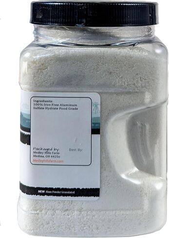 Alum Powder Granulated Food Grade 2 lbs. - by Medley Hills Farm in Reusable Container - Granulated Potassium Alum Powder - Made in The USA in Saudi Arabia