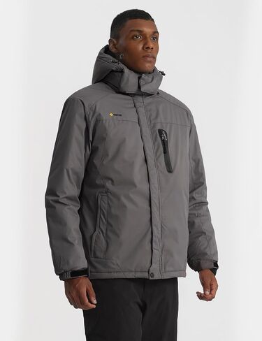 GEMYSE Men's Mountain Waterproof Ski Snow Jacket Winter Windproof Rain Jacket+Ski Bibs(Pure Mid Grey,Large) in Kuwait