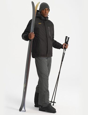 GEMYSE Men's Mountain Waterproof Ski Snow Jacket Winter Windproof Rain Jacket+Ski Bibs(Pure Mid Grey,Large) in Kuwait