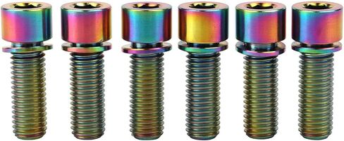 مسامير جذع الدراجة من التيتانيوم، M7x20mm، رأس سداسي ألين، مع غسالات، عبوة من 6 قطع in Saudi Arabia