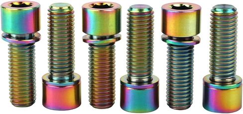 مسامير جذع الدراجة من التيتانيوم، M7x20mm، رأس سداسي ألين، مع غسالات، عبوة من 6 قطع in Saudi Arabia