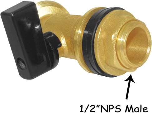 Brass Water Container Rain Barrel Faucets Spigot 1/2" Male Thread Inlet to 3/4"GHT Male Thread Outlet with Quarter Turn Ball Valve Include Bulkhead Fitting and Washers 2PCS in Saudi Arabia