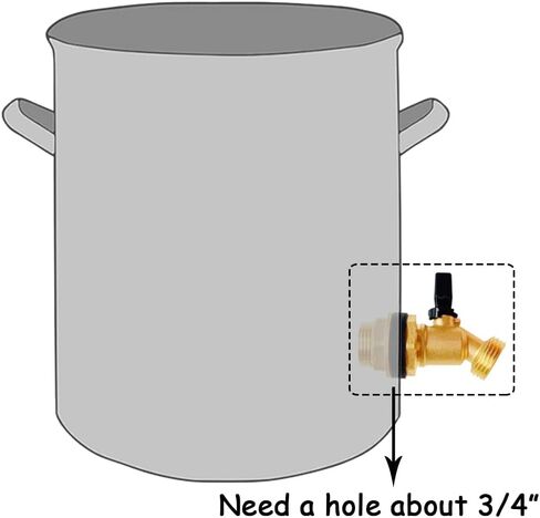 Brass Water Container Rain Barrel Faucets Spigot 1/2" Male Thread Inlet to 3/4"GHT Male Thread Outlet with Quarter Turn Ball Valve Include Bulkhead Fitting and Washers 2PCS in Saudi Arabia