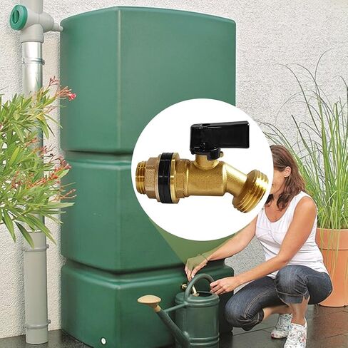 Brass Water Container Rain Barrel Faucets Spigot 1/2" Male Thread Inlet to 3/4"GHT Male Thread Outlet with Quarter Turn Ball Valve Include Bulkhead Fitting and Washers 2PCS in Saudi Arabia