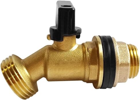 Brass Water Container Rain Barrel Faucets Spigot 1/2" Male Thread Inlet to 3/4"GHT Male Thread Outlet with Quarter Turn Ball Valve Include Bulkhead Fitting and Washers 2PCS in Saudi Arabia