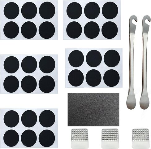 طقم إصلاح إطارات الدراجة. طقم إصلاح الدراجة مكون من 36 قطعة، 30 قطعة من الرقع الملصقة مسبقًا، وعرموش معدنية ورافعة. مناسبة للطرق والجبال وBMX والدراجات النارية ومجموعة رقعة إطارات الدراجة in Kuwait