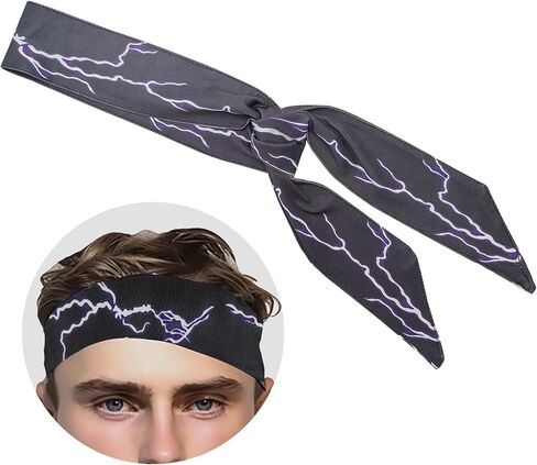 عصابة رأس كين - عصابة رأس لايتنينج سوداء، إكسسوارات أزياء كين للهالوين، باندانا رائعة ومريحة لحفلات الأفلام التنكرية للرجال in Kuwait