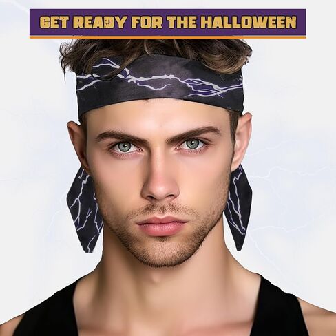 عصابة رأس كين - عصابة رأس لايتنينج سوداء، إكسسوارات أزياء كين للهالوين، باندانا رائعة ومريحة لحفلات الأفلام التنكرية للرجال in Kuwait