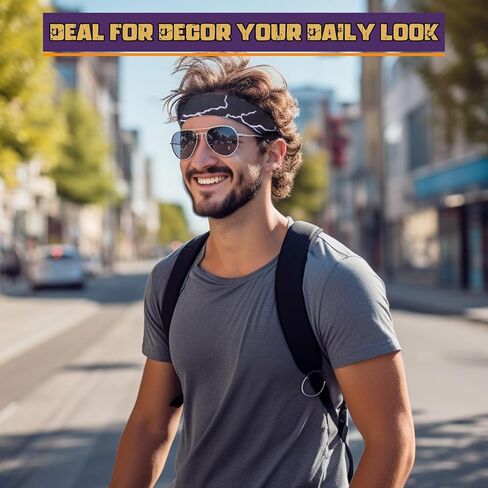 عصابة رأس كين - عصابة رأس لايتنينج سوداء، إكسسوارات أزياء كين للهالوين، باندانا رائعة ومريحة لحفلات الأفلام التنكرية للرجال in Kuwait