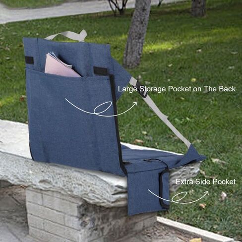 وسادة مقعد استاد قابلة للطي ومدفأة من ريدكامب مع ظهر مرتفع، مقعد مبيض خفيف الوزن محمول للتخييم في الهواء الطلق للتخييم والمشي لمسافات طويلة، أشرطة قابلة للتعديل (لا يوجد بنك طاقة) in Kuwait