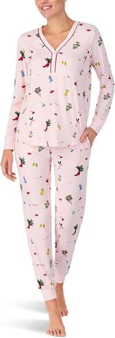 kate spade new york Women's Long Sleeve Cozy Jersey Henley Jogger Set in Saudi Arabia