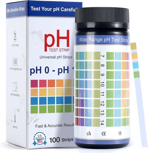 AAwipes pH Test Strips 0-14: 100 Strips Universal Litmus Paper pH Test Strips for Liquid Testing & Water & Food and Urine and Saliva, pH Level Testing from 0-14 Fast Results in Seconds (K05-100) in Kuwait