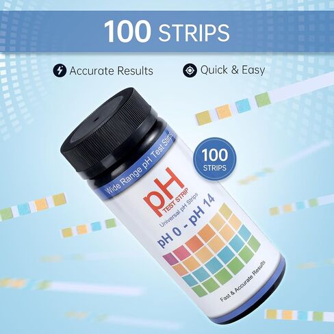 AAwipes pH Test Strips 0-14: 100 Strips Universal Litmus Paper pH Test Strips for Liquid Testing & Water & Food and Urine and Saliva, pH Level Testing from 0-14 Fast Results in Seconds (K05-100) in Kuwait