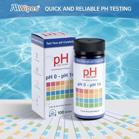 AAwipes pH Test Strips 0-14: 100 Strips Universal Litmus Paper pH Test Strips for Liquid Testing & Water & Food and Urine and Saliva, pH Level Testing from 0-14 Fast Results in Seconds (K05-100) in Kuwait